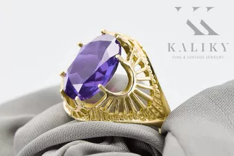 Винтидж крафт Пръстен Александрит 14K жълто злато vrc003y
